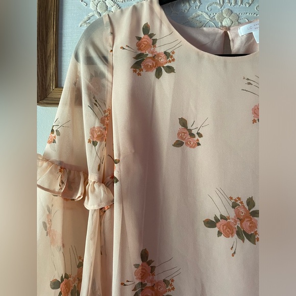 NWT Lauren Conrad rose peach floral flowy flutter sleeve spring cottagecore - Picture 7 of 7